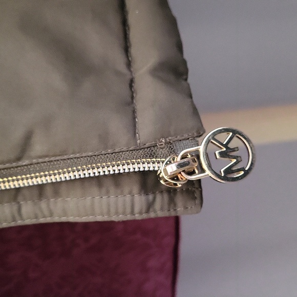 MICHAEL Michael Kors Olive Puffer Coat with Faux Fur Hood - Picture 6 of 9